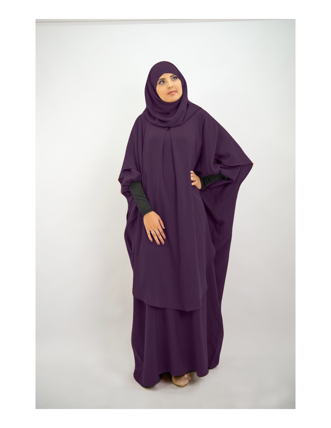 Abaya Khaleej + khimar largo con hiyab incorporado