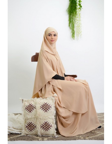 Abaya Khaleej + langer Khimar mit eingebautem Hijab