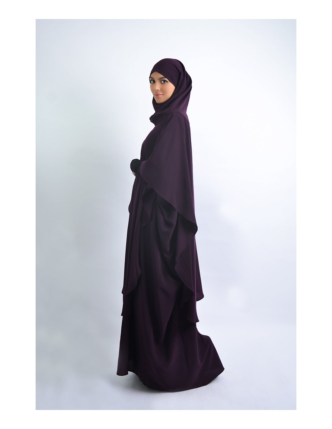 Abaya Khaleej + langer Khimar mit eingebautem Hijab