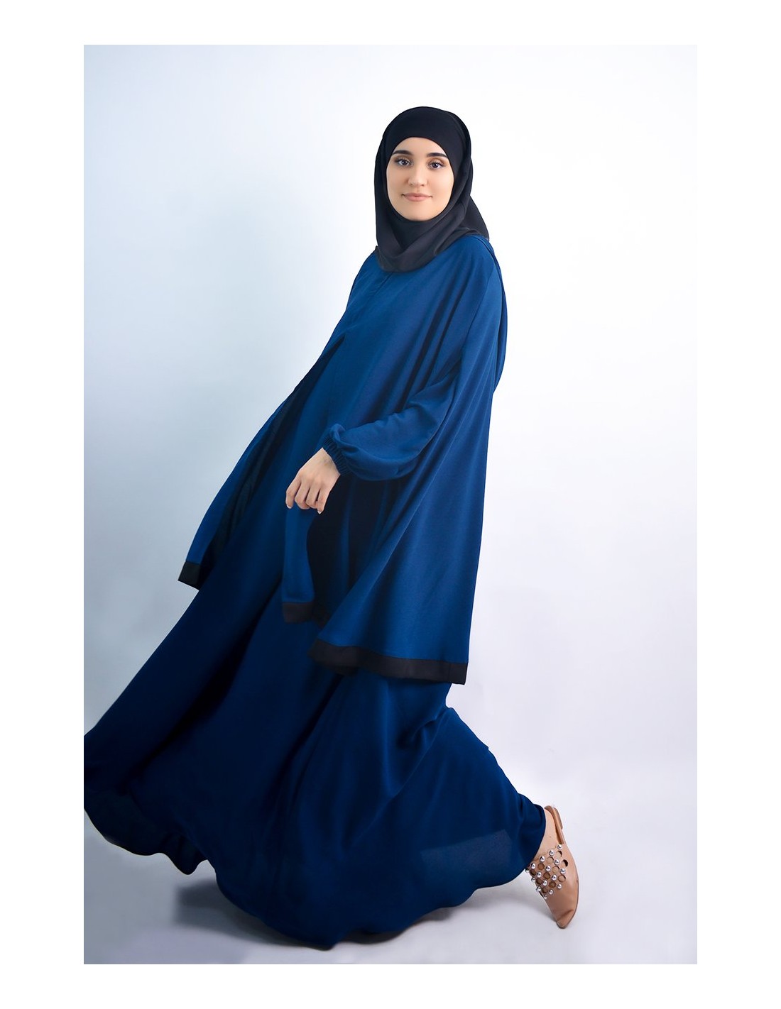 Abaya parapluie + cape hijab intégré Young