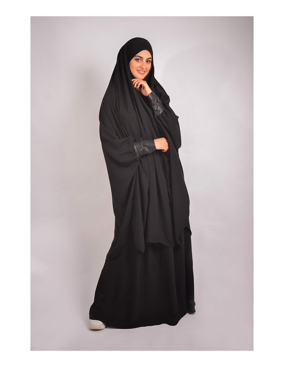 Jilbab All black Leather