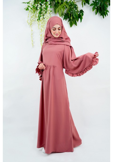 Dubai Classic Everyday Abaya Semi Flare Umbrella Muslim Women Maxi Dress Nida 