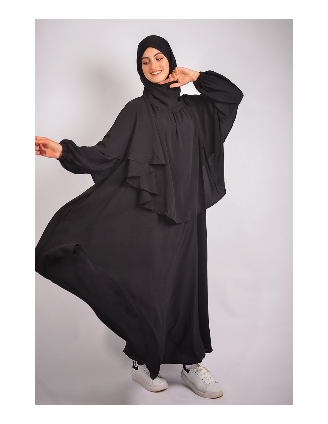 ABAYA PARAPLUIE + KHIMAR A FRONCES