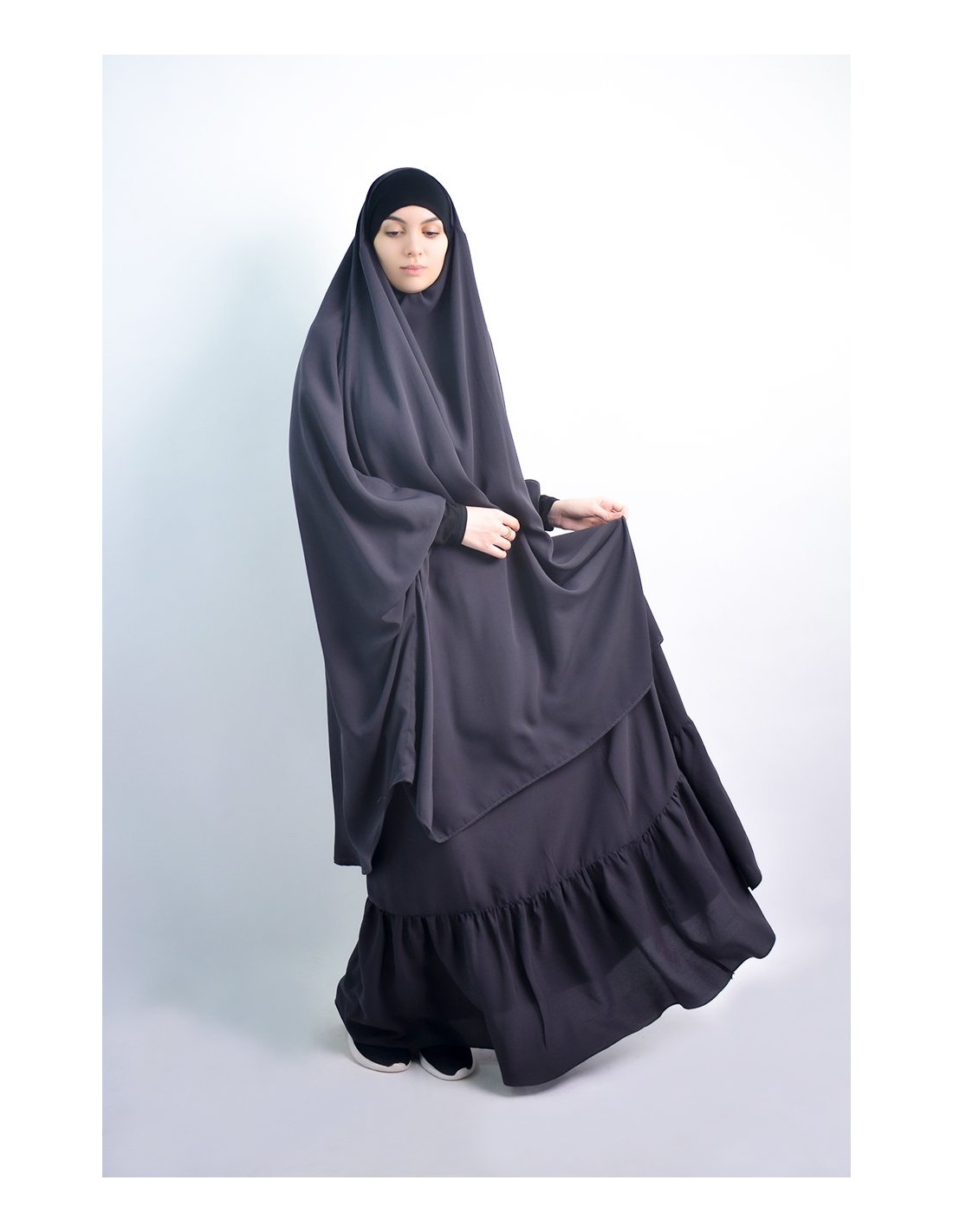 Jilbab al baida à fronces