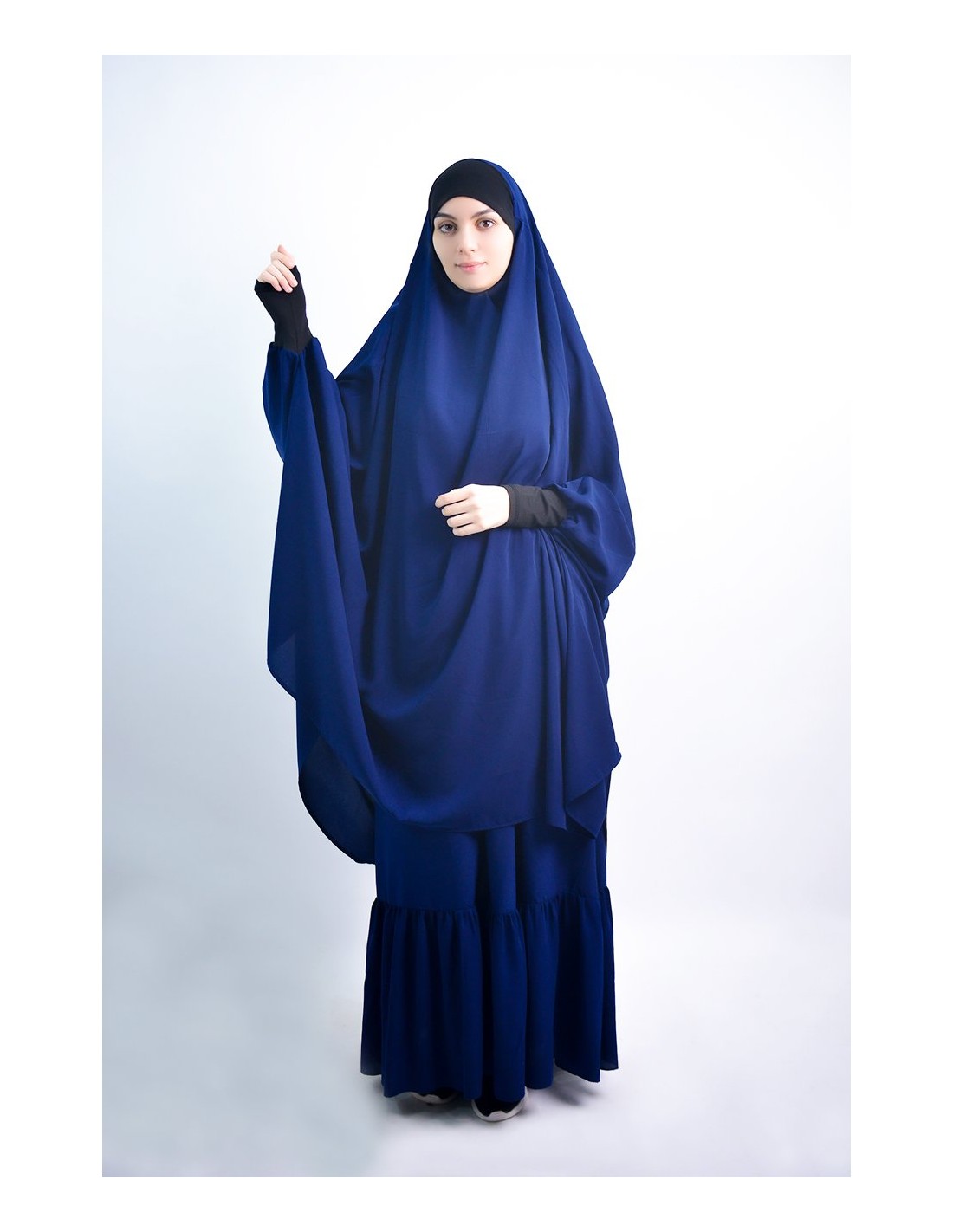 Jilbab al baida à fronces