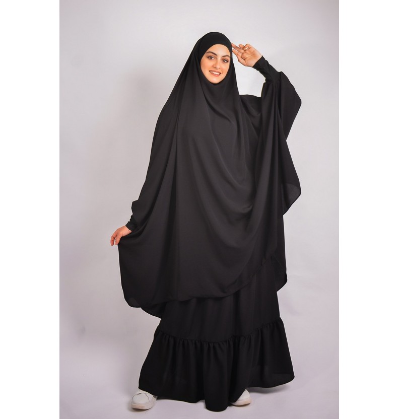 Jilbab al baida à fronces