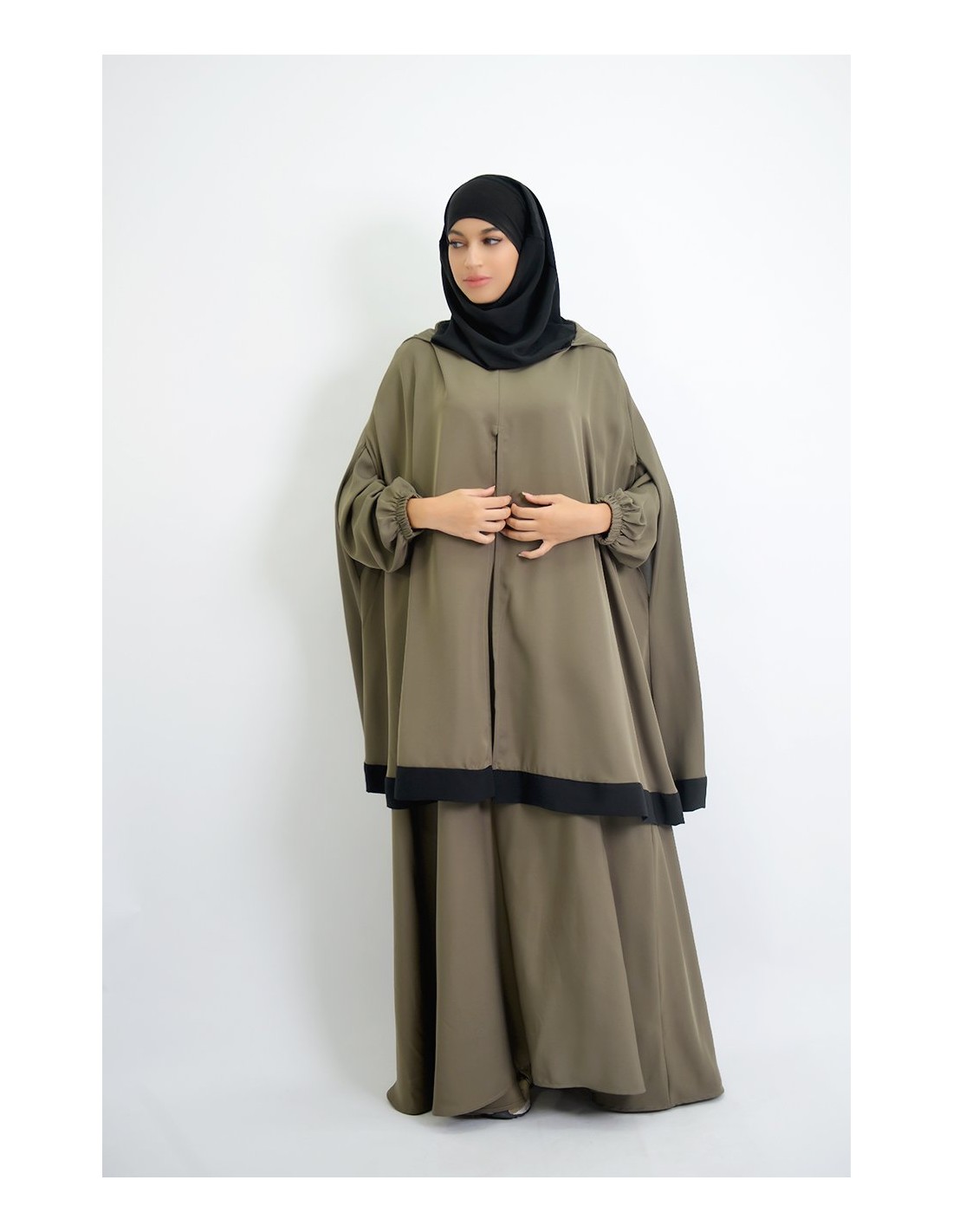 Abaya parapluie + cape hijab intégré Young
