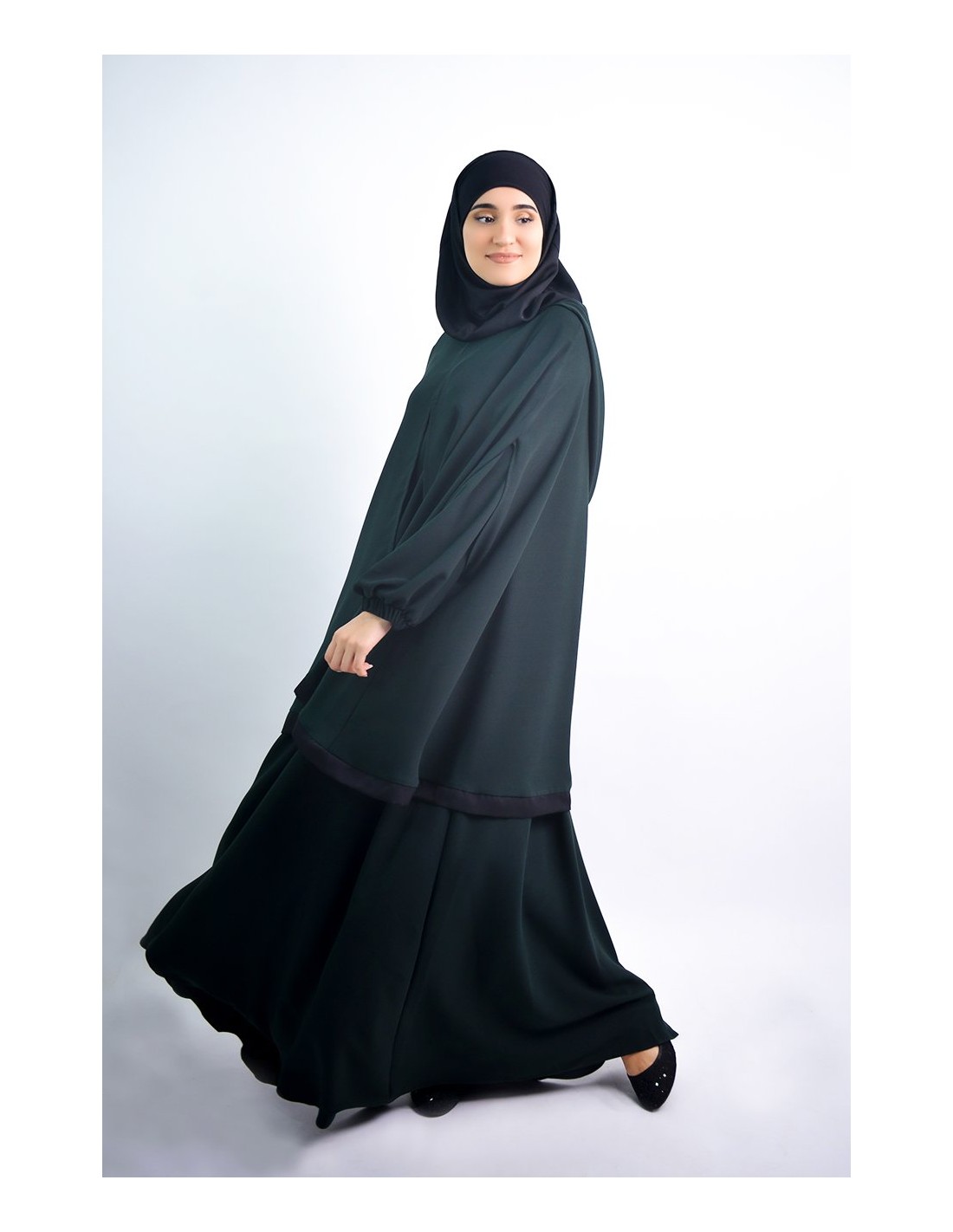 Abaya parapluie + cape hijab intégré Young