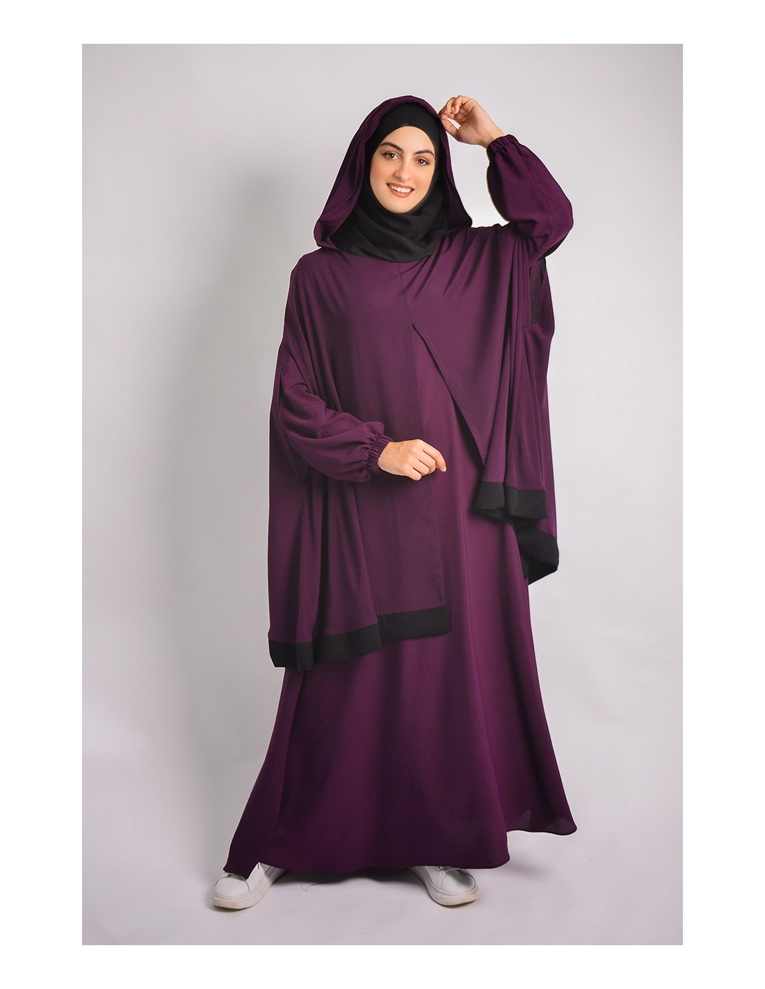 Abaya parapluie + cape hijab intégré Young