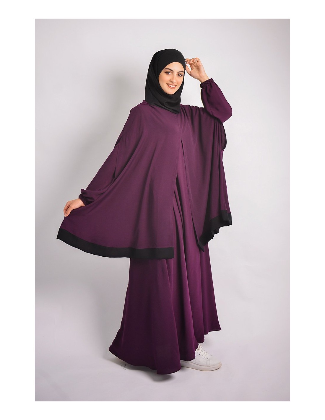 Abaya parapluie + cape hijab intégré Young